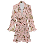 Bridal Party, I Do Crew robe- 120gsm Women's Ruffle Long Sleeve Robe(All-Over Printing)