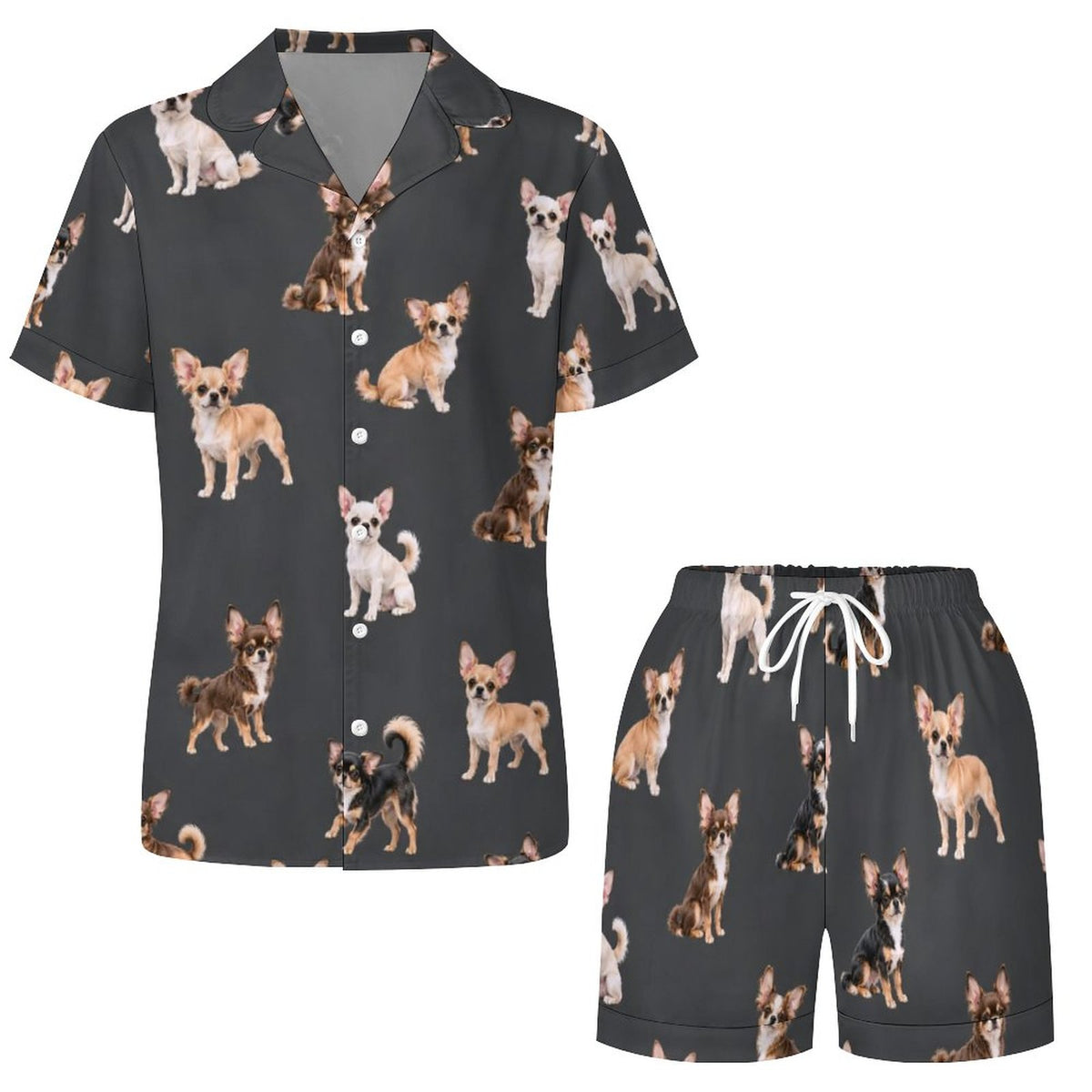 Women's Satin Cuban Collar Pajama Set(All-Over Printing)